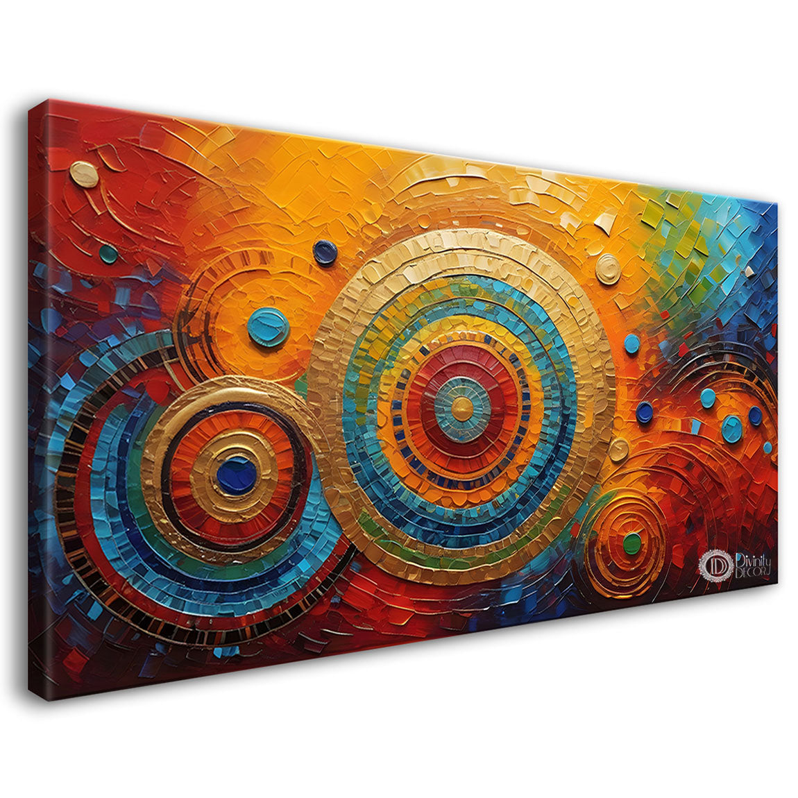 Colorful rings textured art Canvas Painting - Design - Modern-L-74
