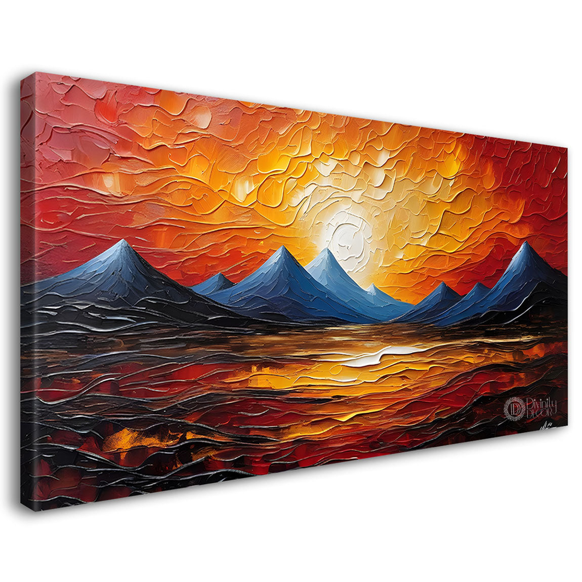 Mountains with sunset painting Canvas Painting - Nature Art -750