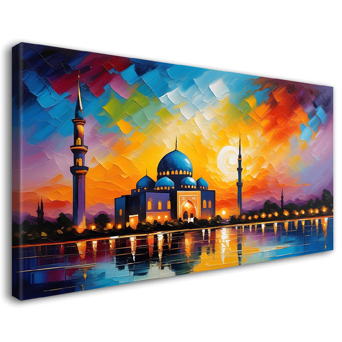 Islamic mosque with colorful background textured modern art  Canvas Painting - Islamic paintings - 76