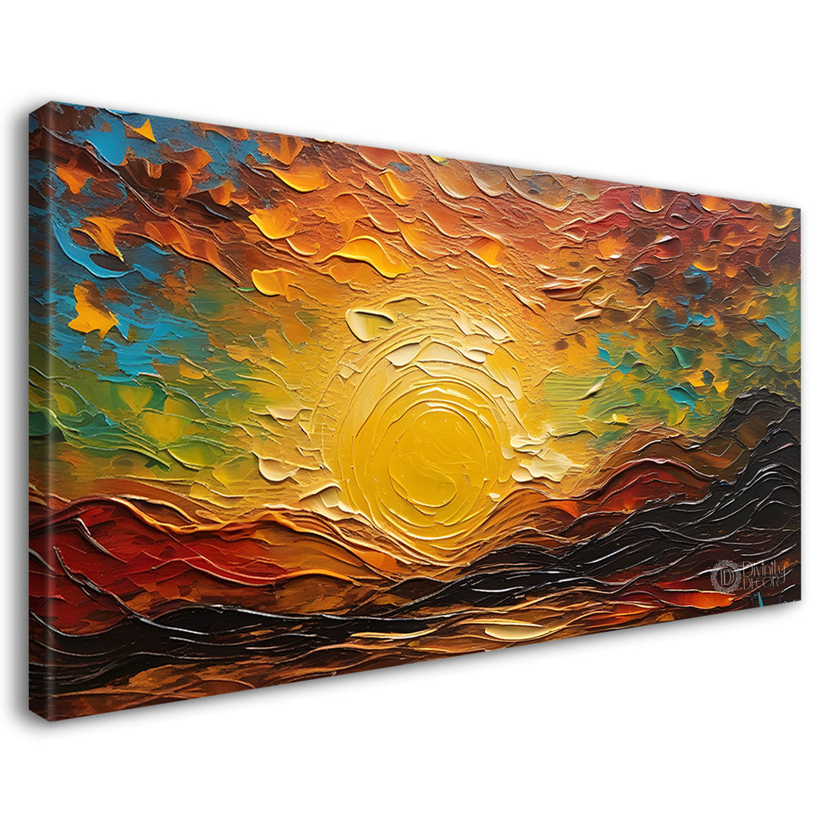 Sunset view textured painting Canvas Painting - Nature Art -761
