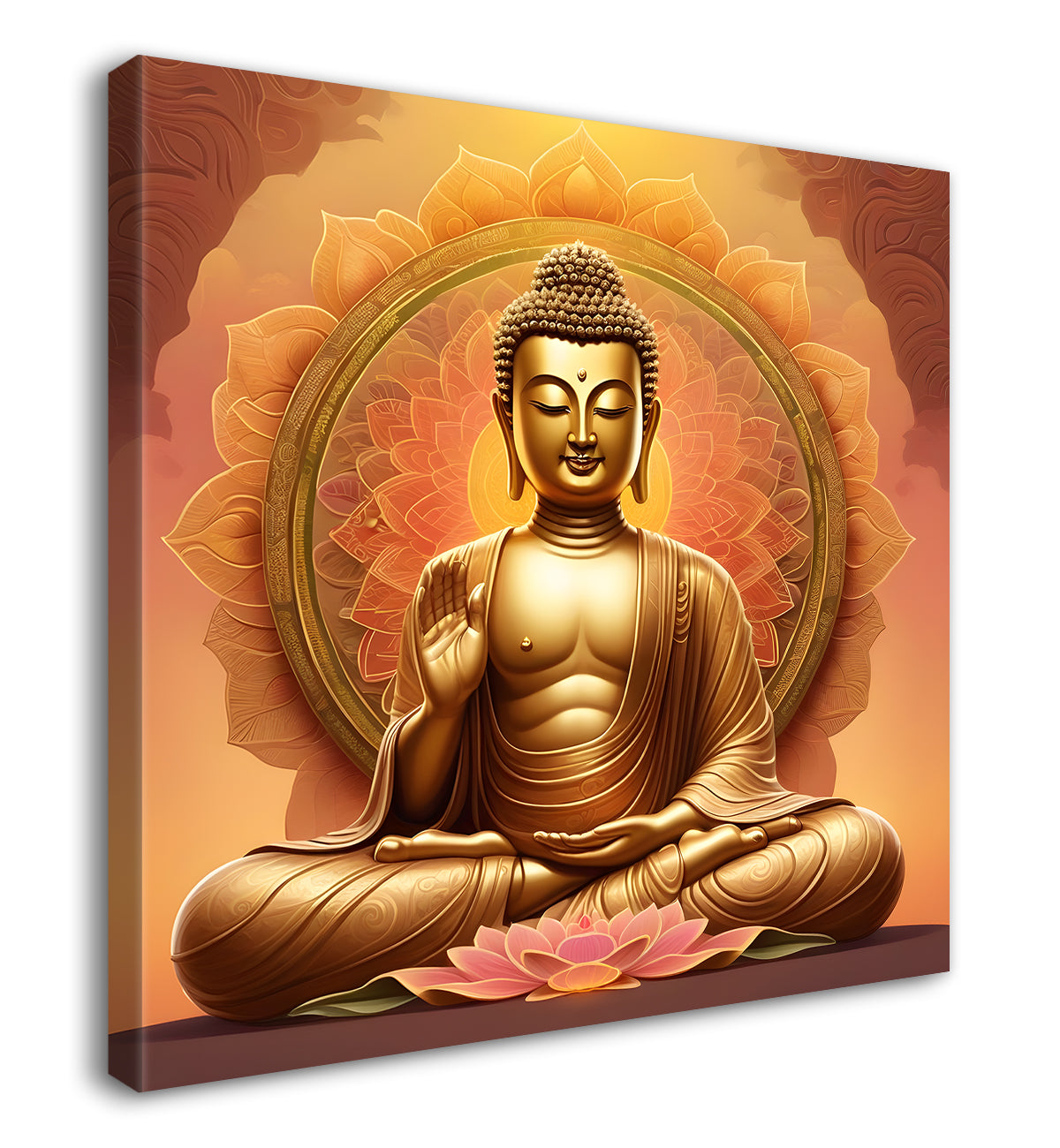 Golden buddha floral leaf painting 24x24 inch Buddha-S-76