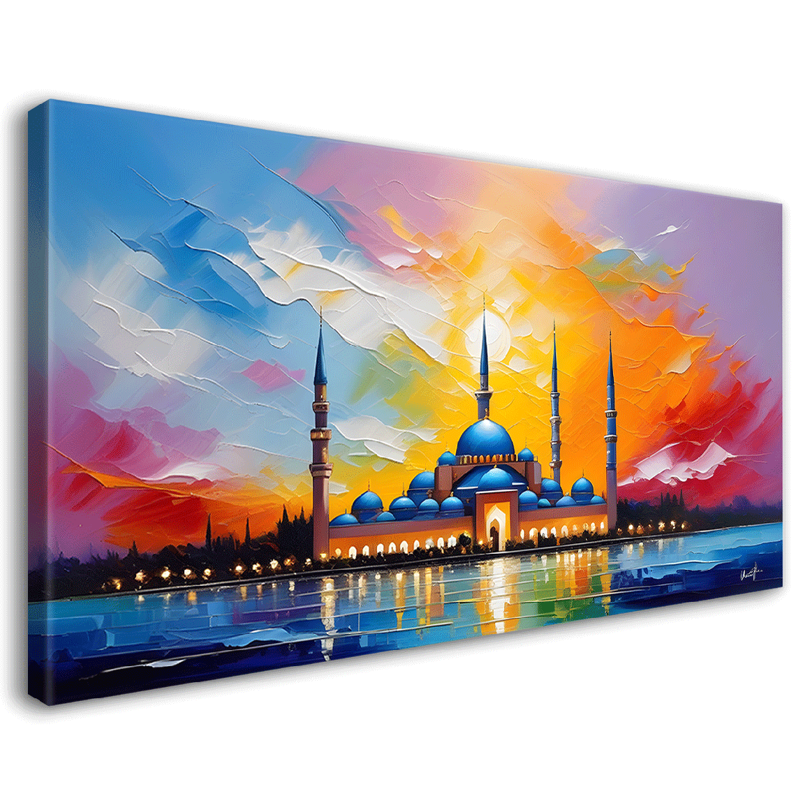 Islamic mosque with colorful background textured modern art Canvas Painting - Islamic paintings - 77