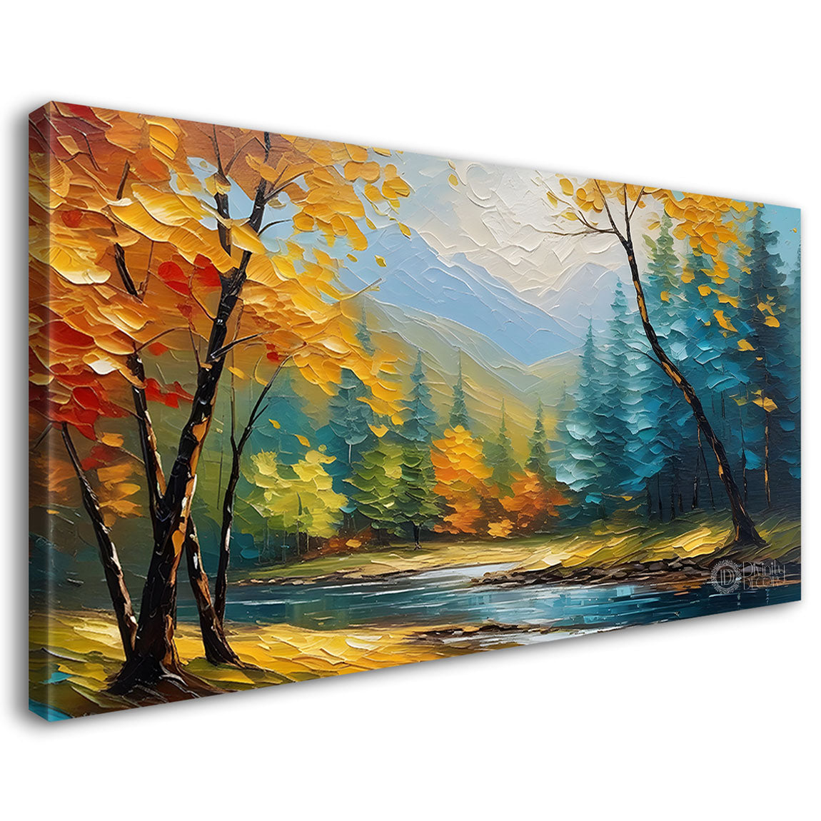 Trees with the lake painting Canvas Painting - Nature Art -772