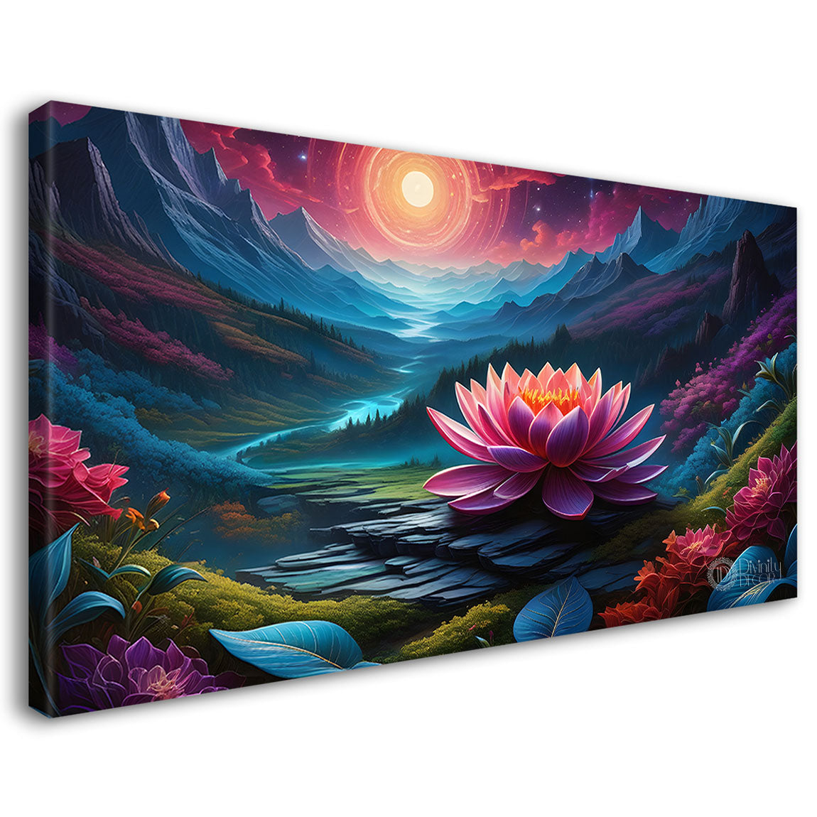 Mountains with the flowers painting Canvas Painting - Nature Art -776