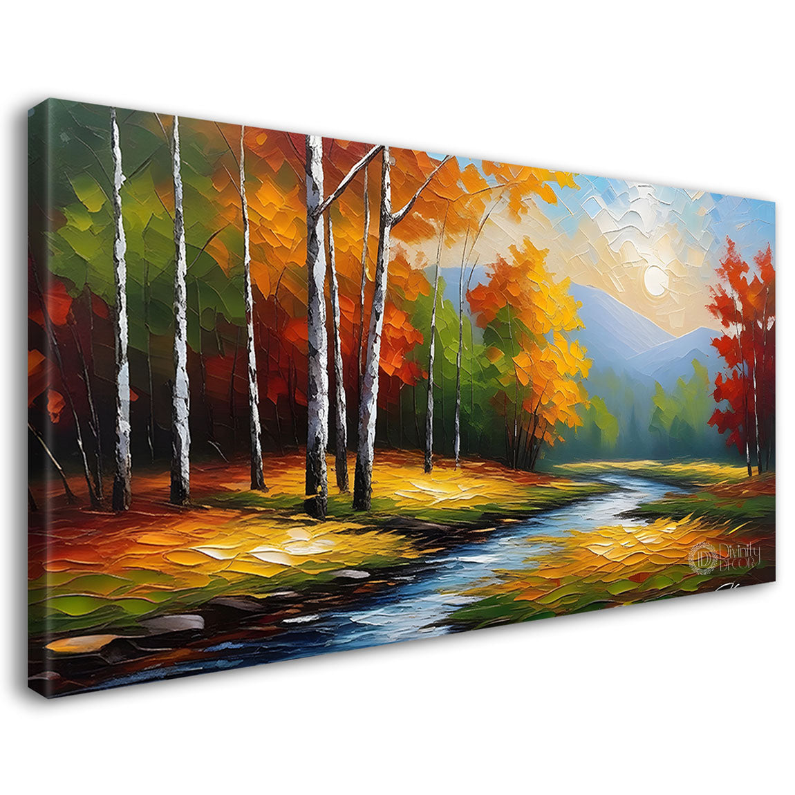 Trees with the lake painting Canvas Painting - Nature Art -777