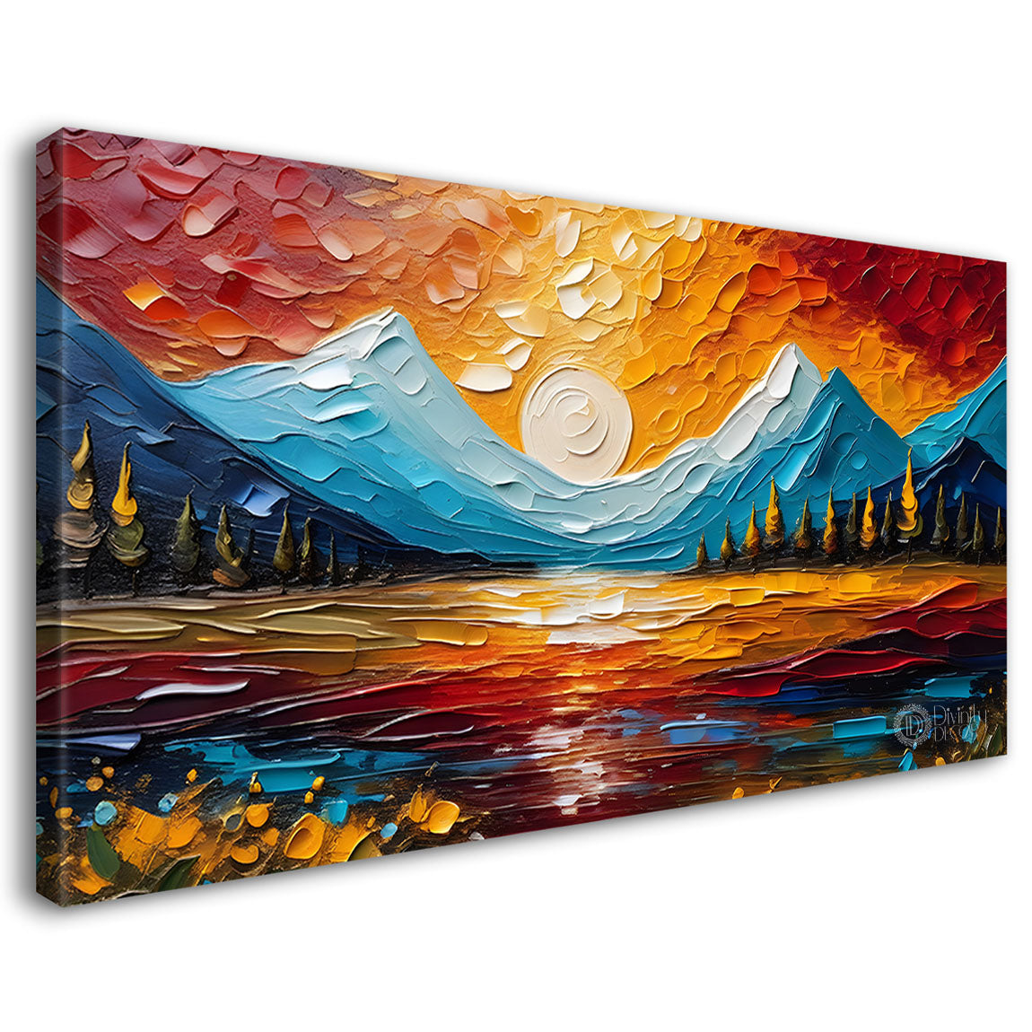 Mountains with sunset painting Canvas Painting - Nature Art -779