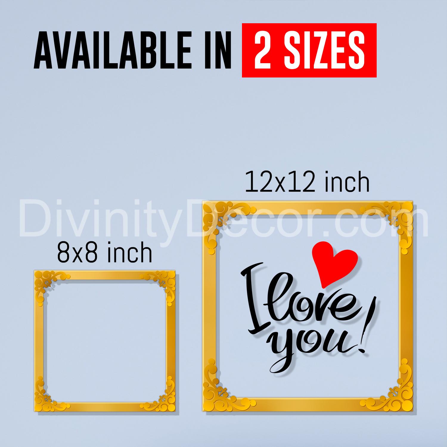 I love you Golden Plaque for Gifting, Wall Decor Clear UV print with Golden Border-77