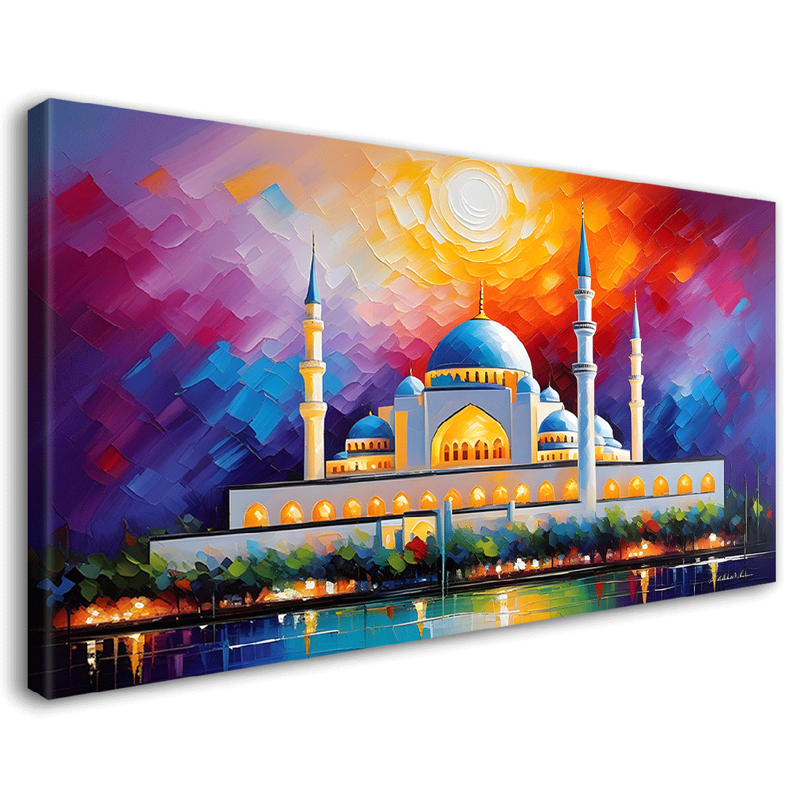 Islamic mosque with colorful background textured modern art  Canvas Painting - Islamic paintings - 78