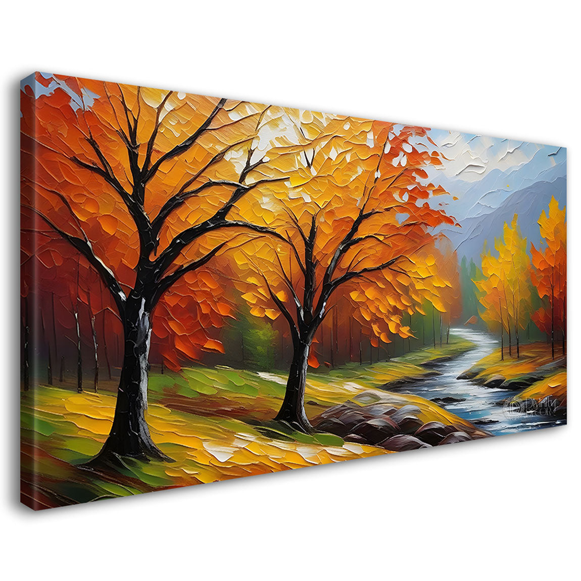 Trees with the lake painting Canvas Painting - Nature Art -781