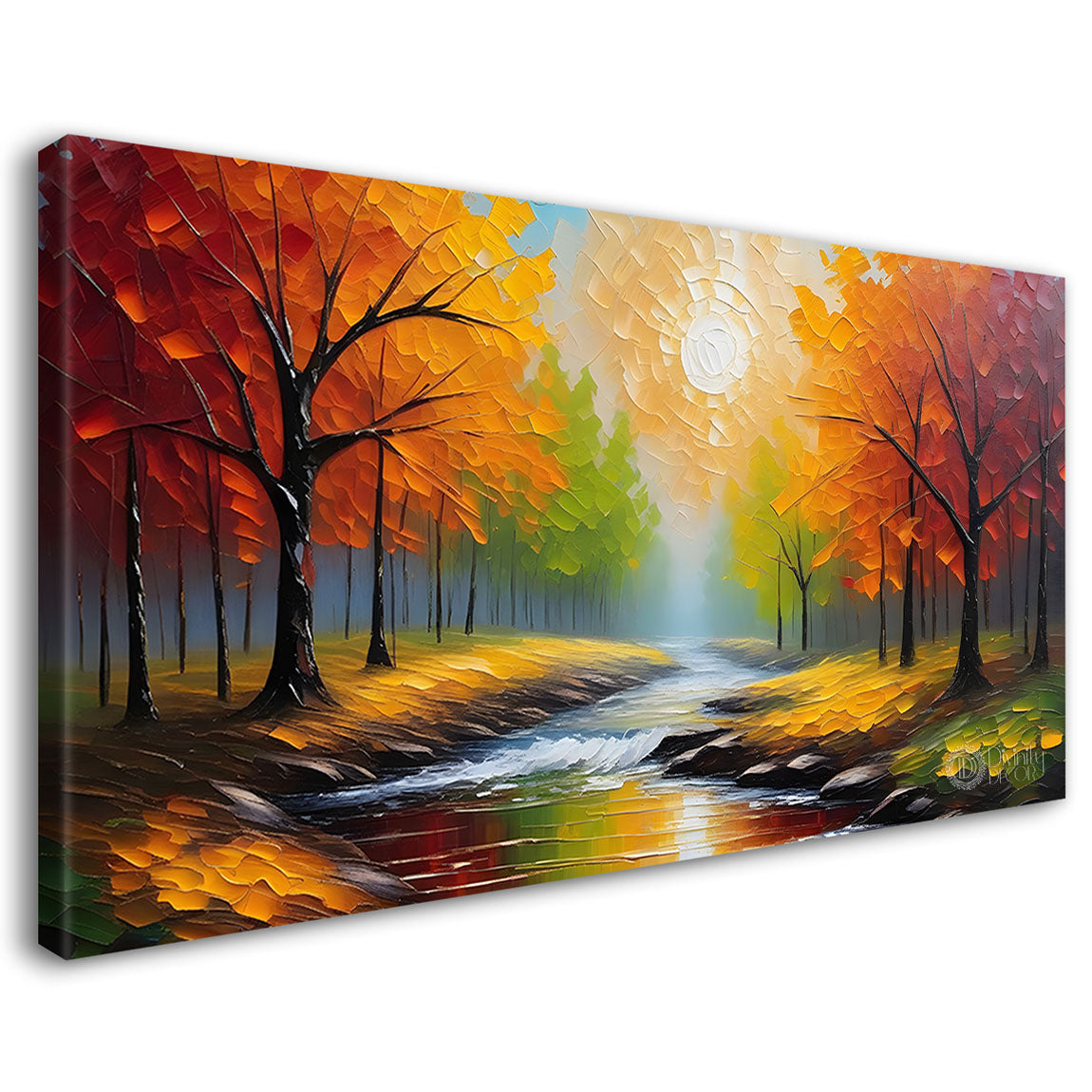 Trees with the lake painting Canvas Painting - Nature Art -785