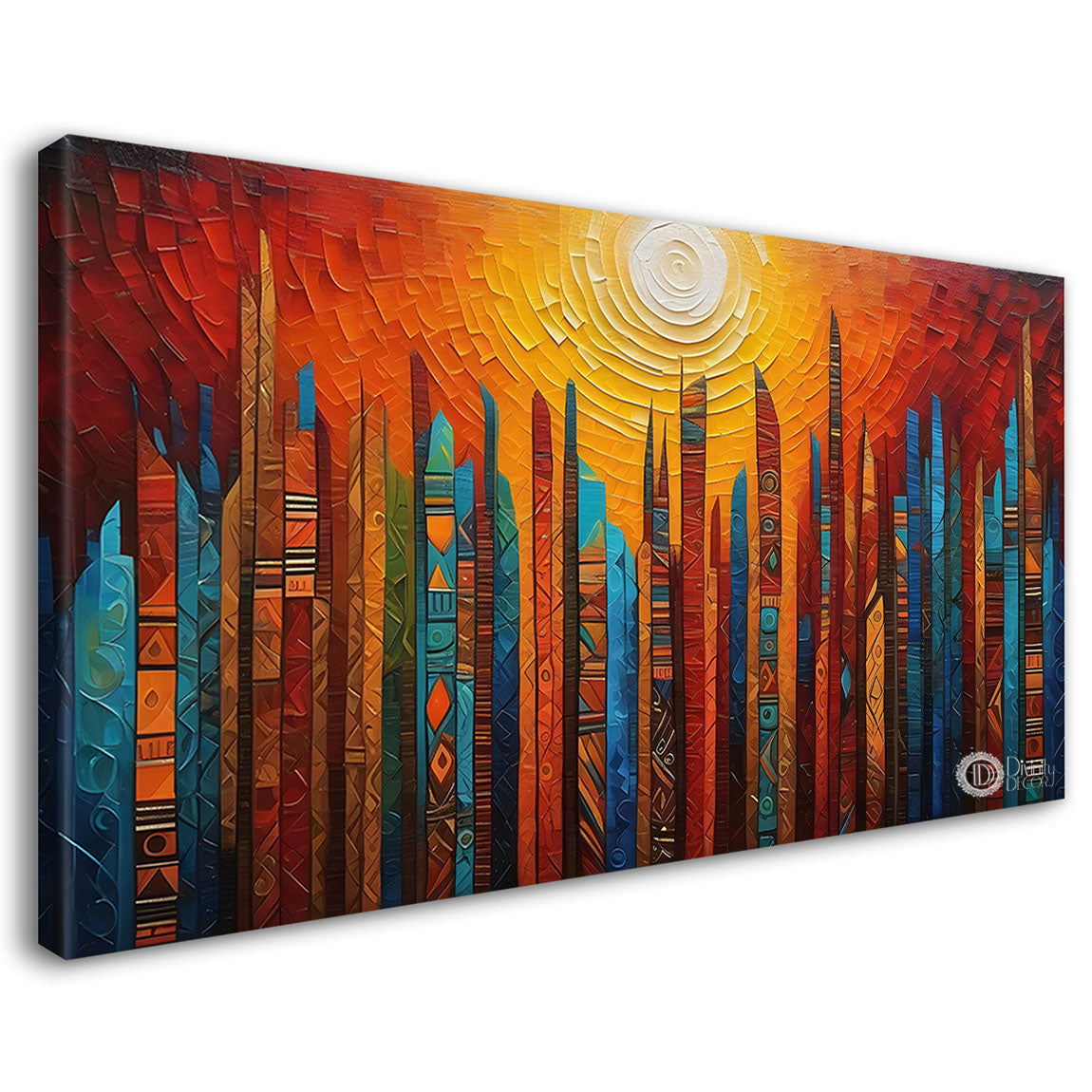 Sunrise textured modern art Canvas Painting - Design - Modern-L-78