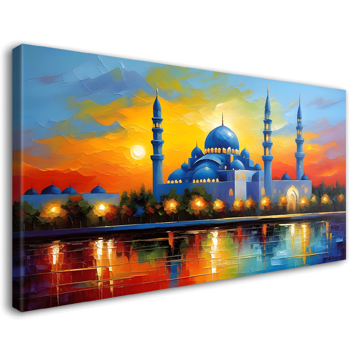 Islamic mosque with colorful background textured modern art  Canvas Painting - Islamic paintings - 79