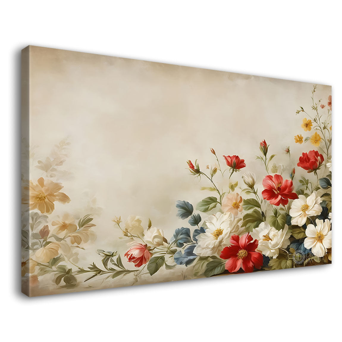 Colorful flowers in light background canvas painting- Flower-790