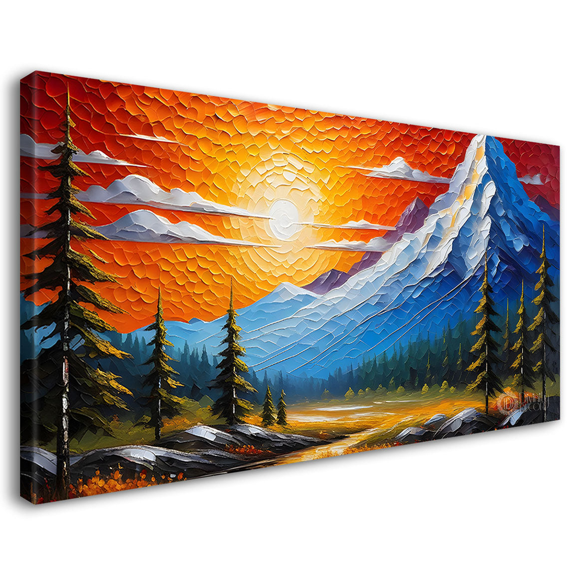 Mountains with the trees painting Canvas Painting - Nature Art -791