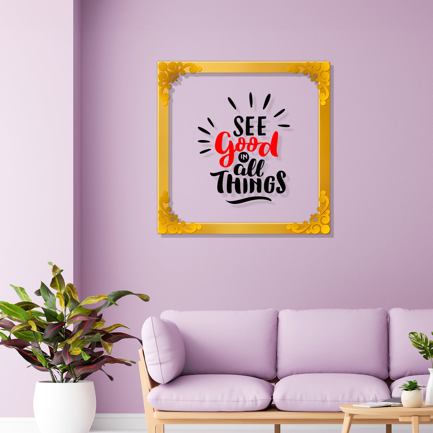 See all good things Golden Plaque for Gifting, Wall Decor Clear UV print with Golden Border-79
