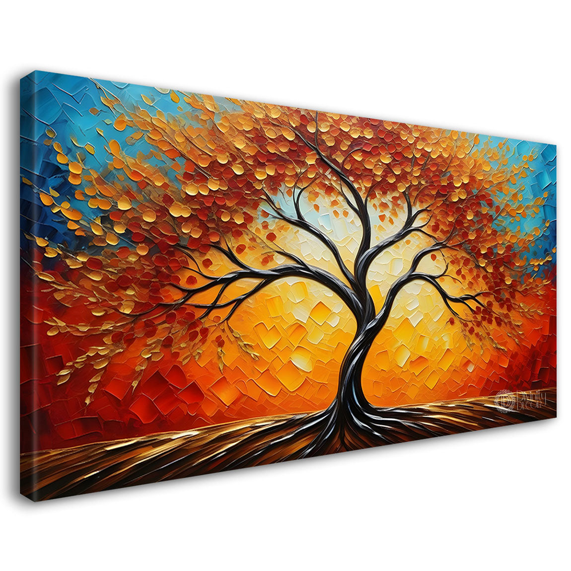 Orange tree in textured modern art Painting - Design - Tree-79
