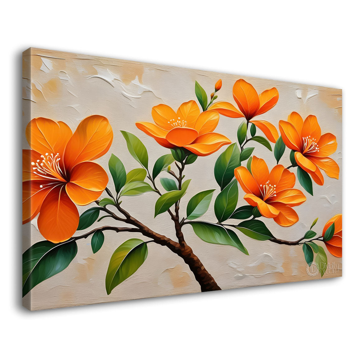 Orange flowers with light textured painting - Design - Flower-7