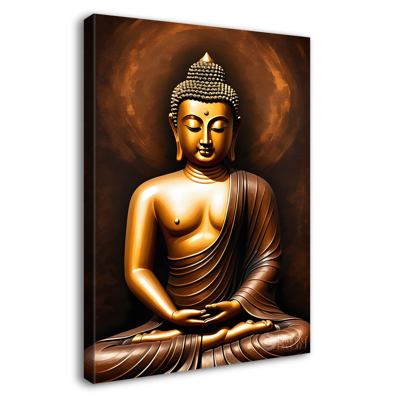 Golden buddha with dark background textured painting - Buddha-V-7