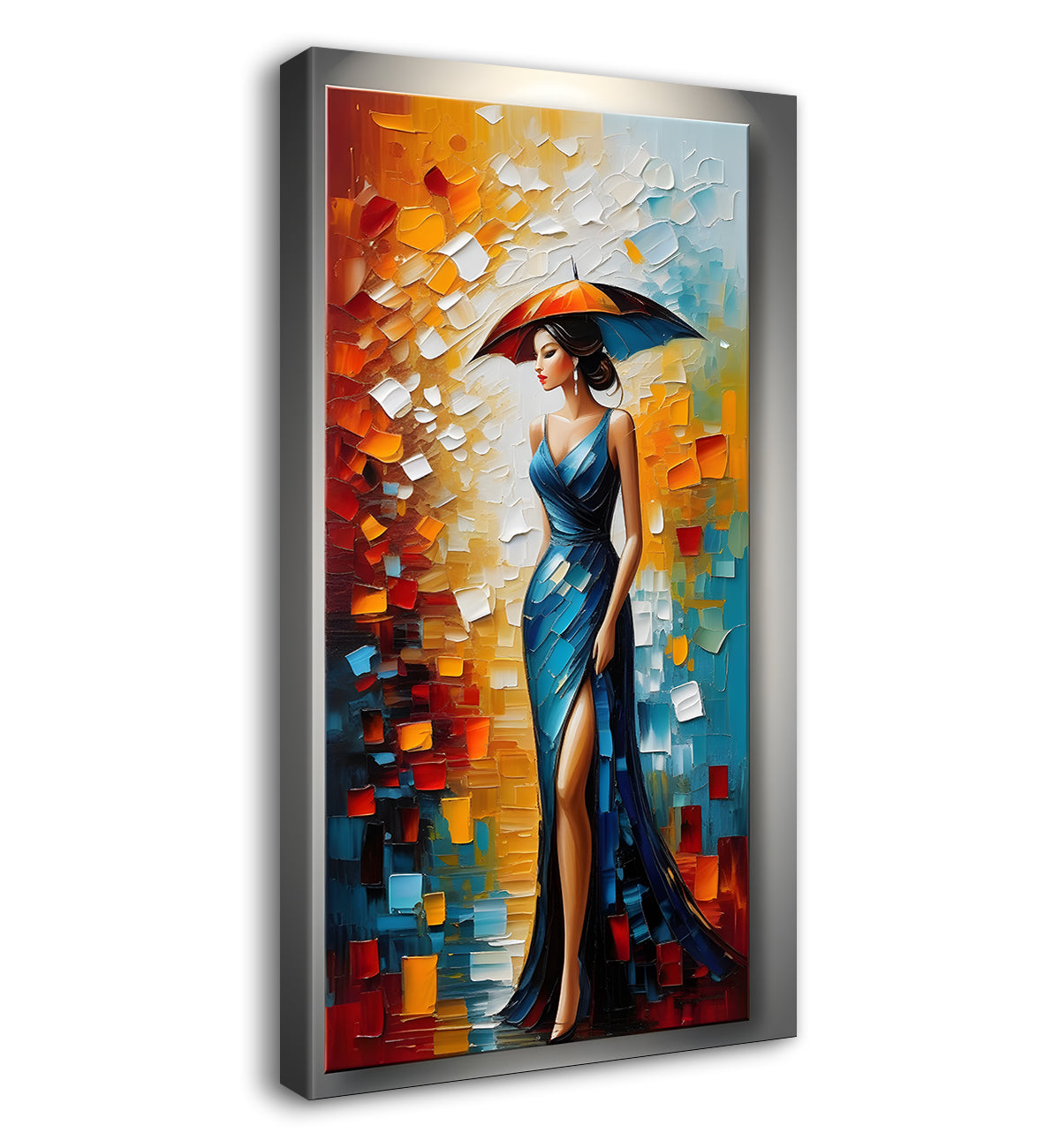 Colourful woman in texutred painting Canvas Painting - Design - Modern-V-7
