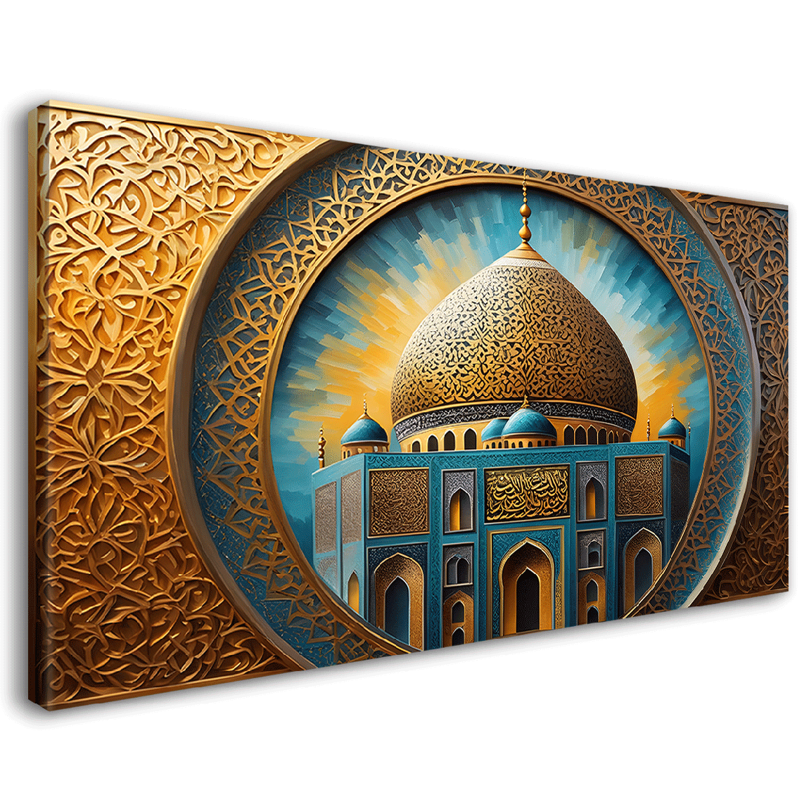 Islamic mosque in golden and aqua color painting Canvas Painting - Islamic paintings - 8