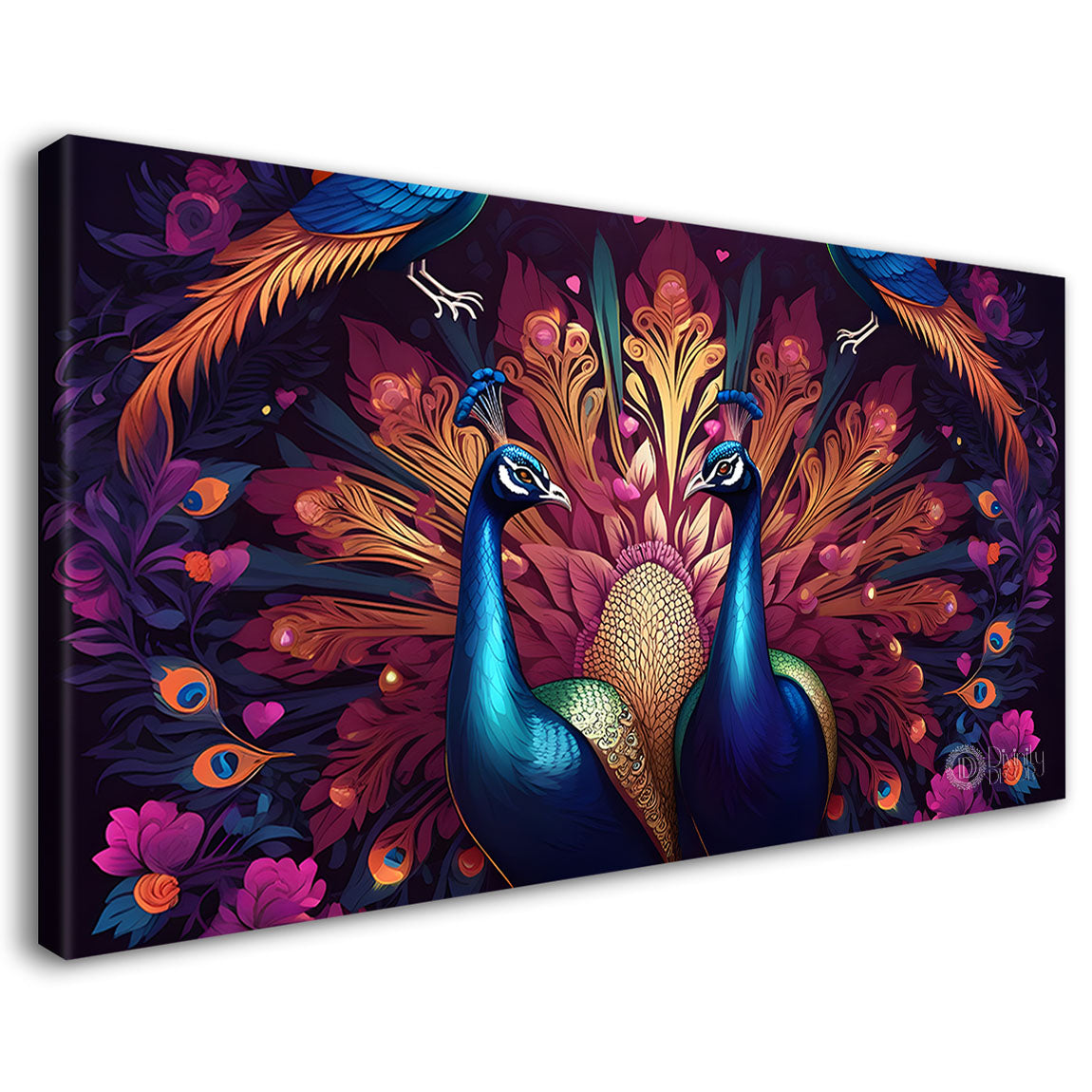Peacocks with purple background Canvas Painting - Design - Peacock-8