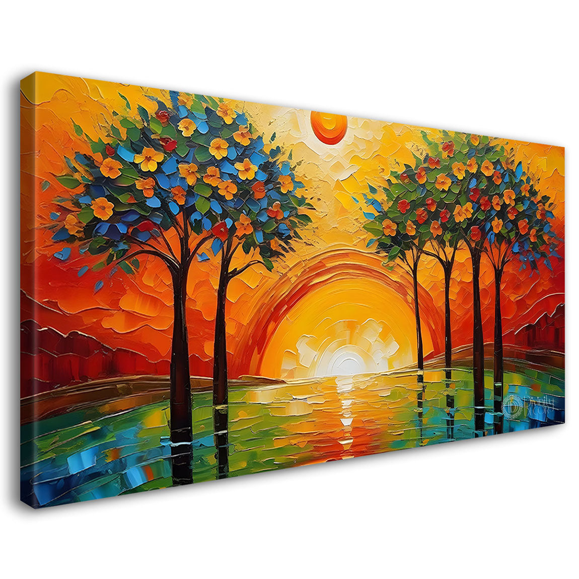 Trees with the sunset painting Canvas Painting - Nature Art -803