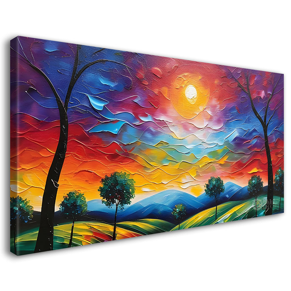 Colorful sky textured painting Canvas Painting - Nature Art -805