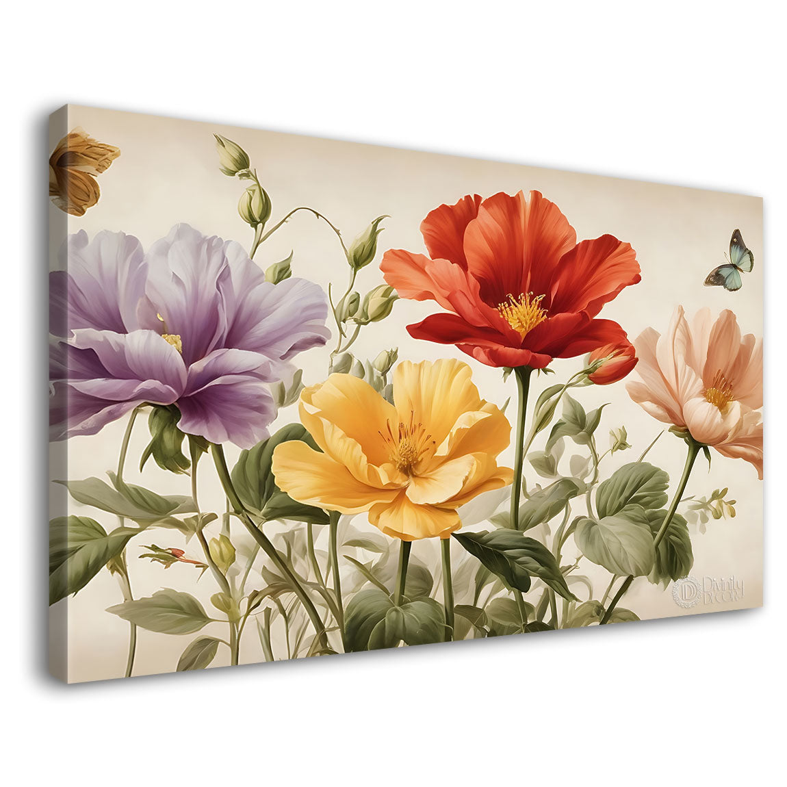 Colorful flowers in light background canvas painting- Flower-806