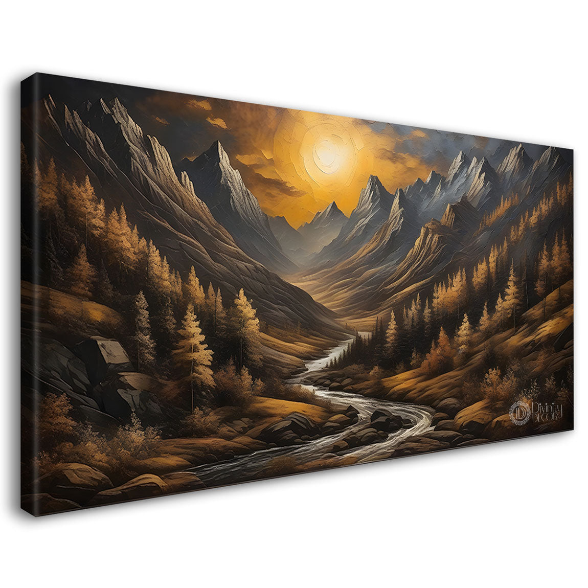 Mountains with the sun painting Canvas Painting - Nature Art -806