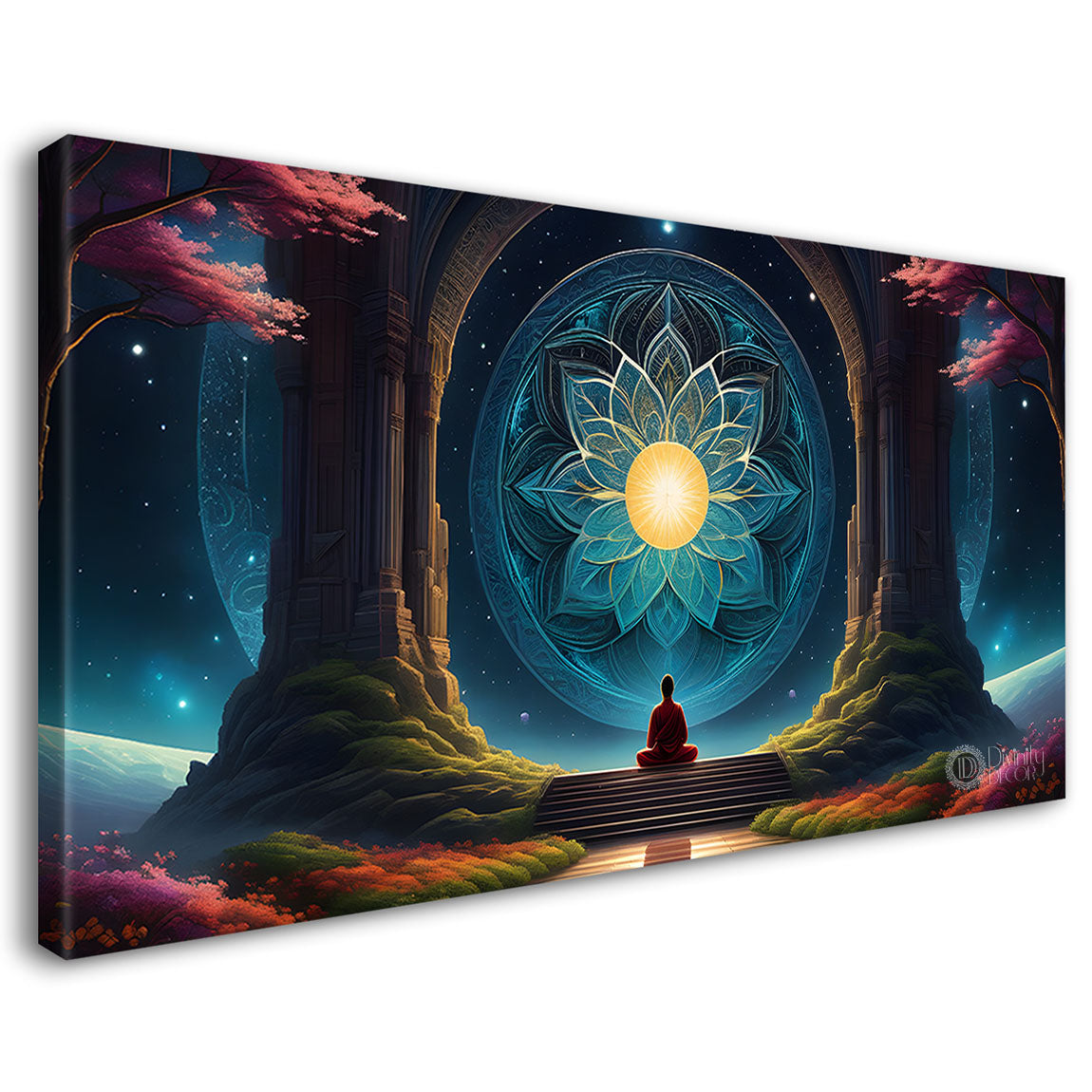 Monk meditation textured painting Canvas Painting - Nature Art -807