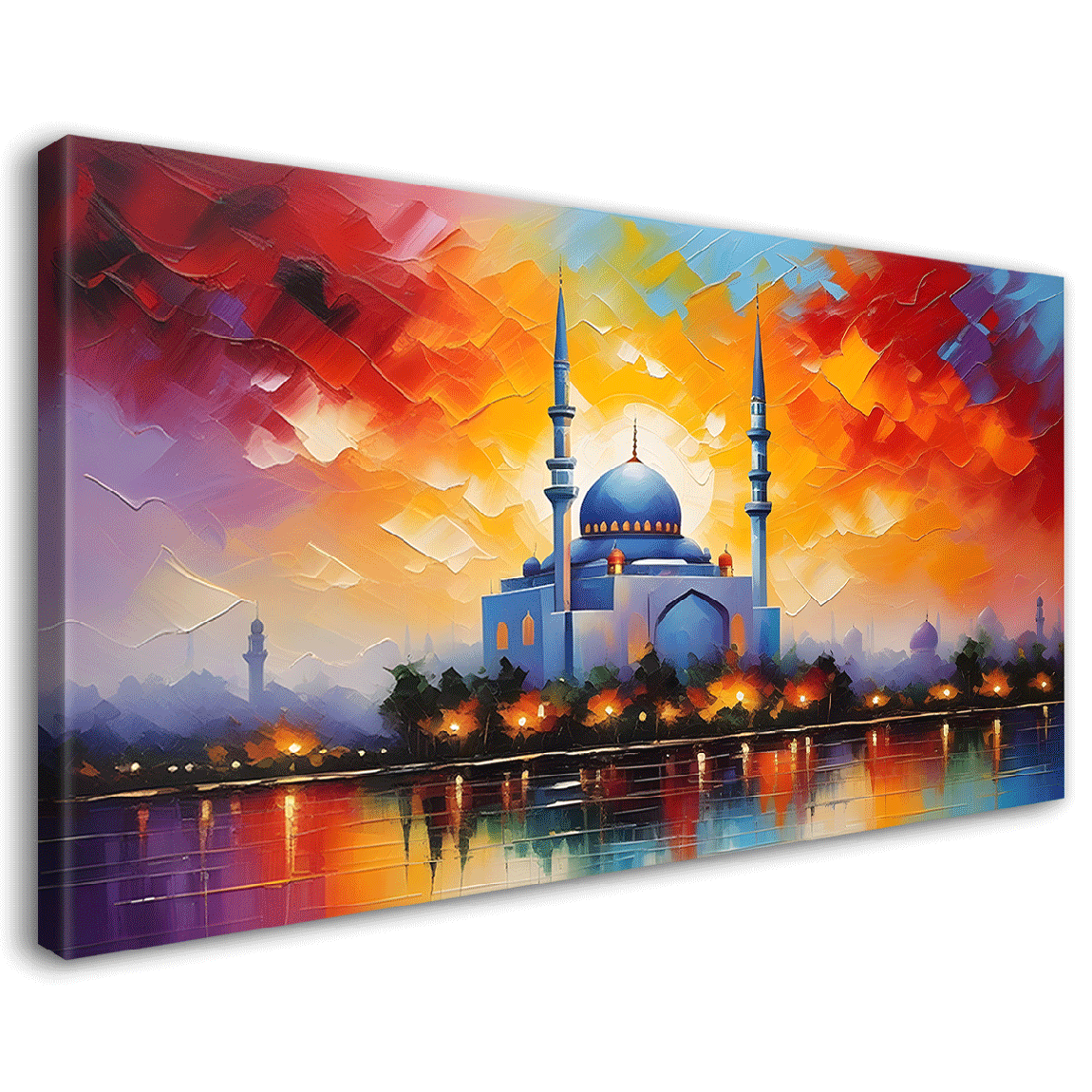 Islamic mosque with colorful background textured modern art  Canvas Painting - Islamic paintings - 81