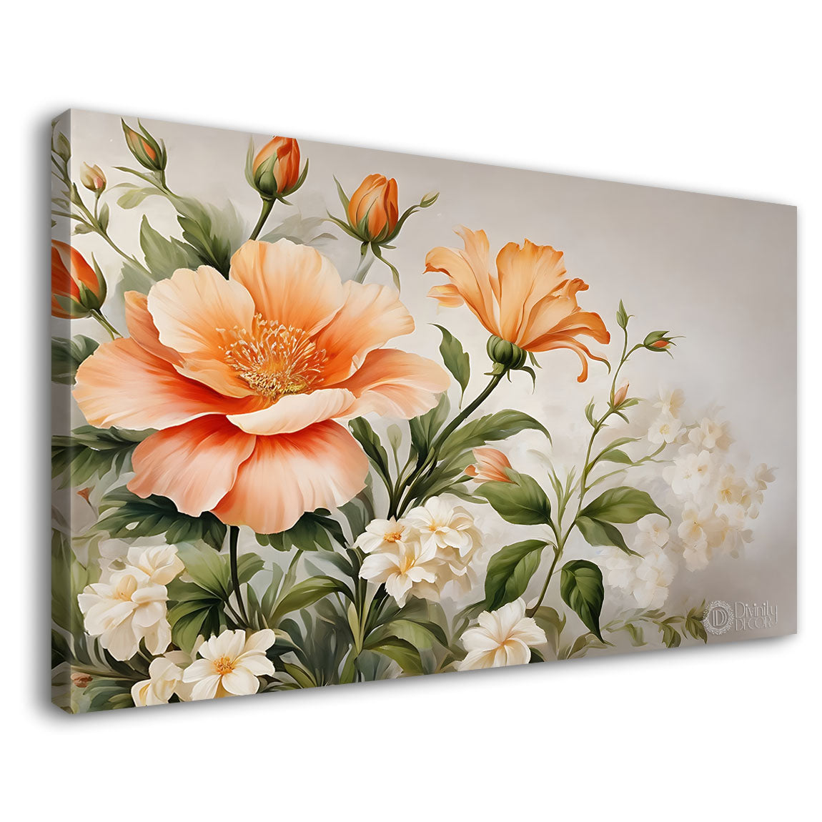 Yellow flowers in light background canvas painting- Flower-812