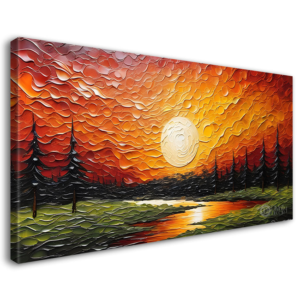 Sunset view textured painting Canvas Painting - Nature Art -815
