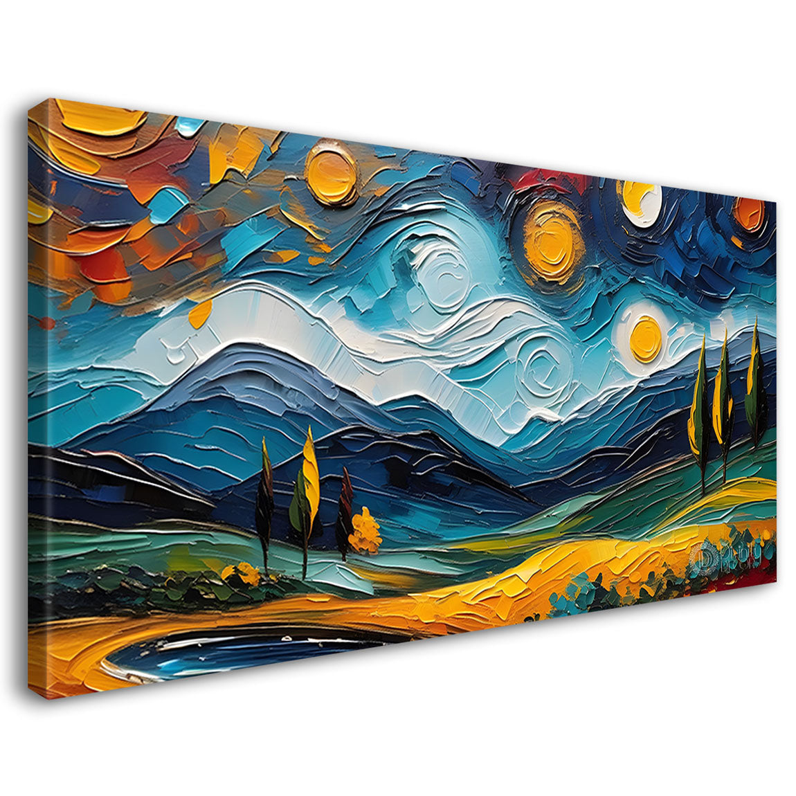 Colorful mountains textured painting Canvas Painting - Nature Art -817