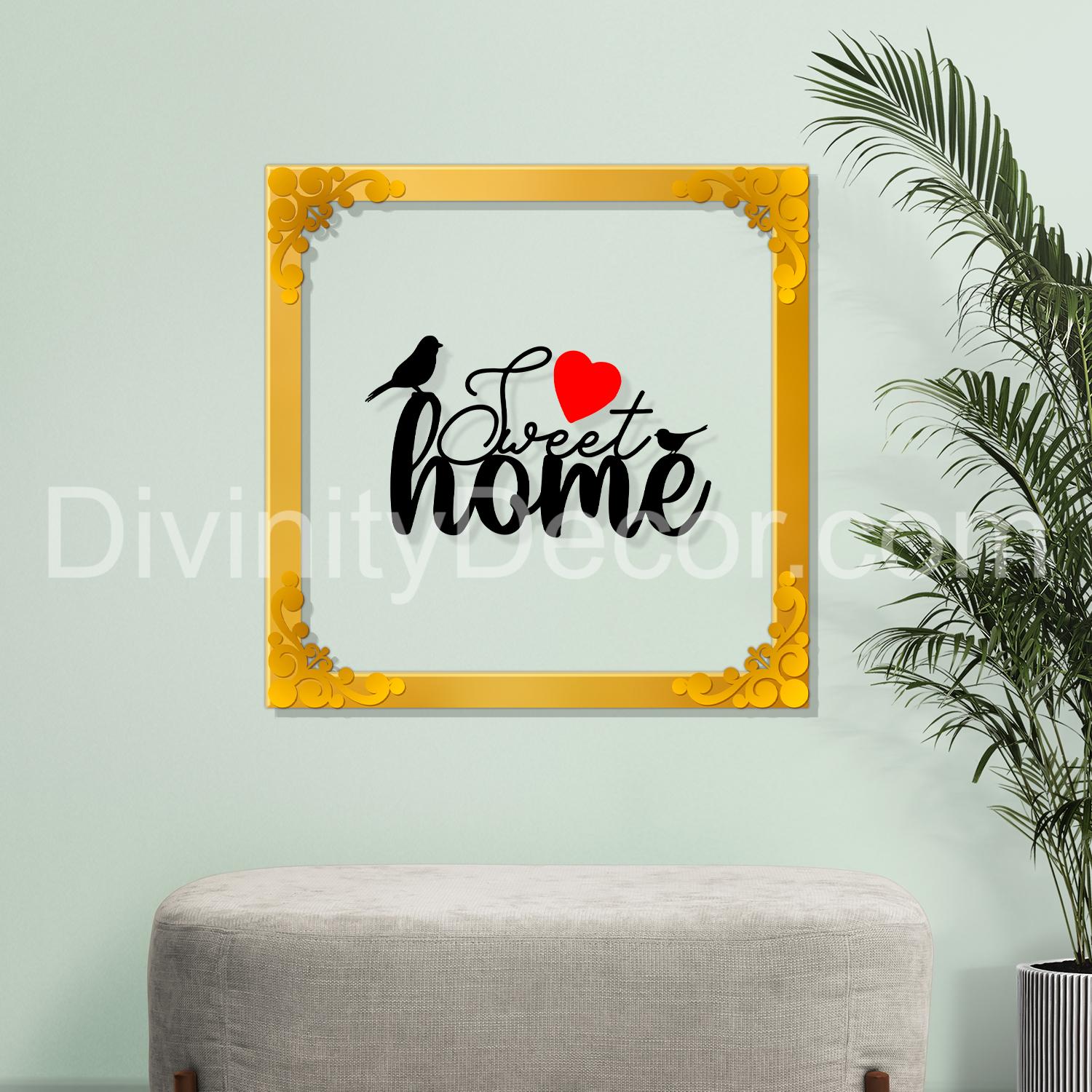 Sweet home Golden Plaque for Gifting, Wall Decor Clear UV print with Golden Border-81