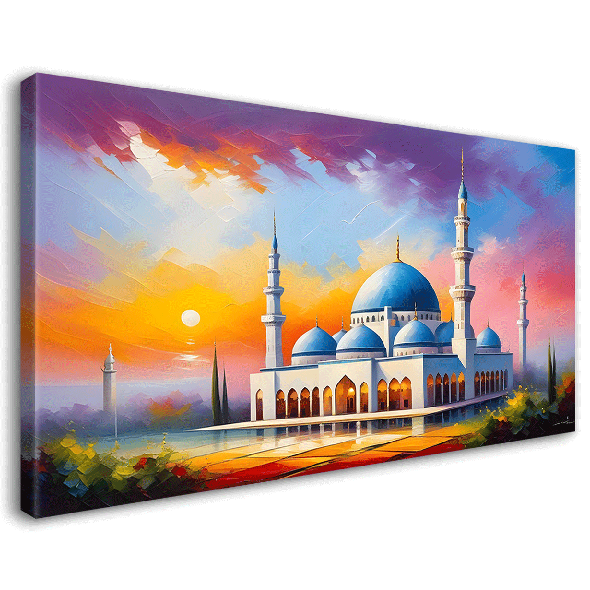 Islamic mosque with colorful background textured modern art  Canvas Painting - Islamic paintings - 82