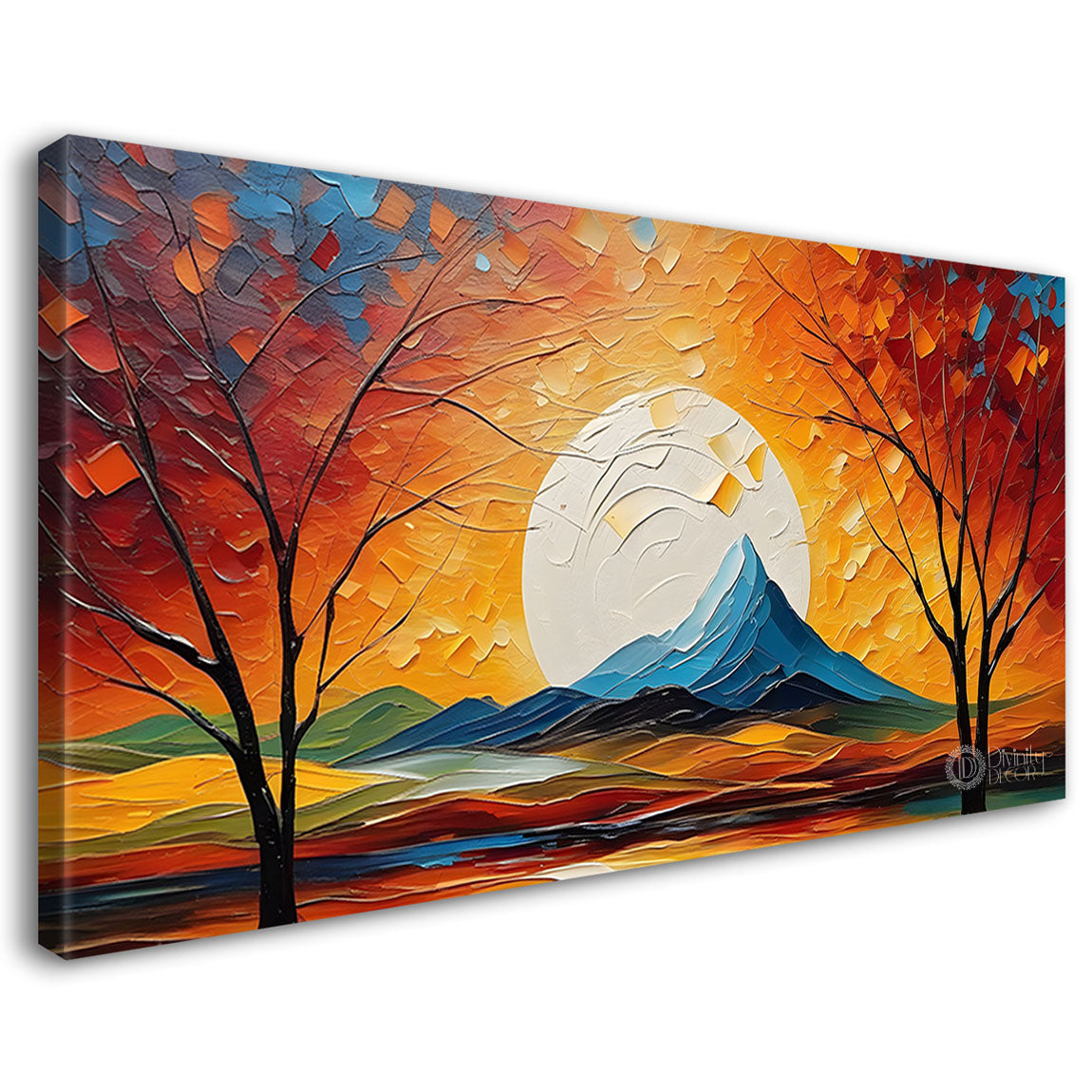 Mountains with the sunrise and tree painting Canvas Painting - Nature Art -825