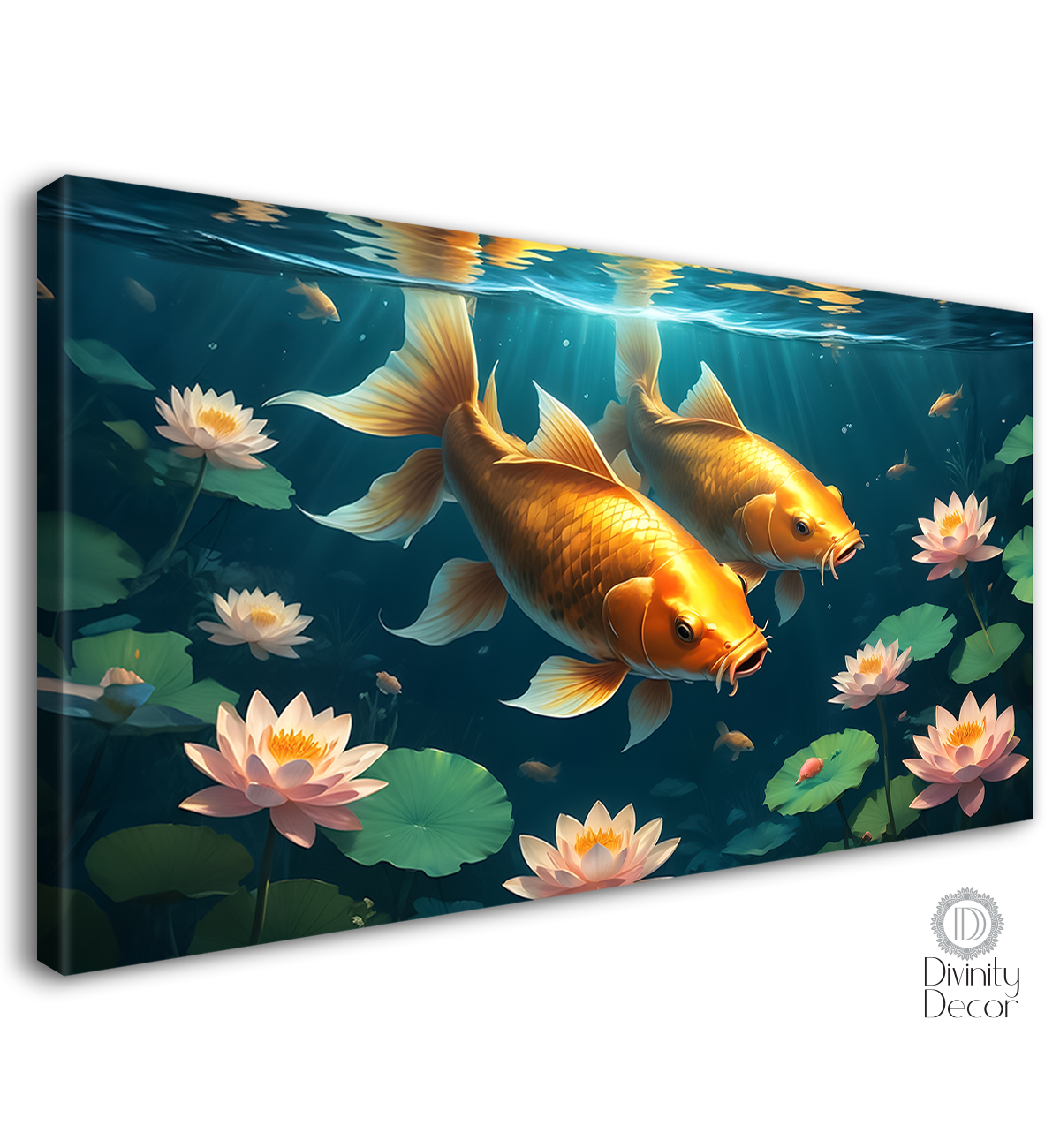 Gold fishes in the water with lotus textured art. - Design - Animal - 82