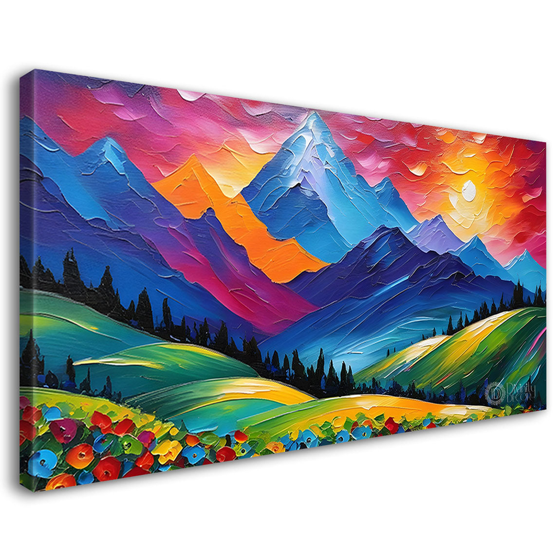 Mountains with the colorful sky painting Canvas Painting - Nature Art -838