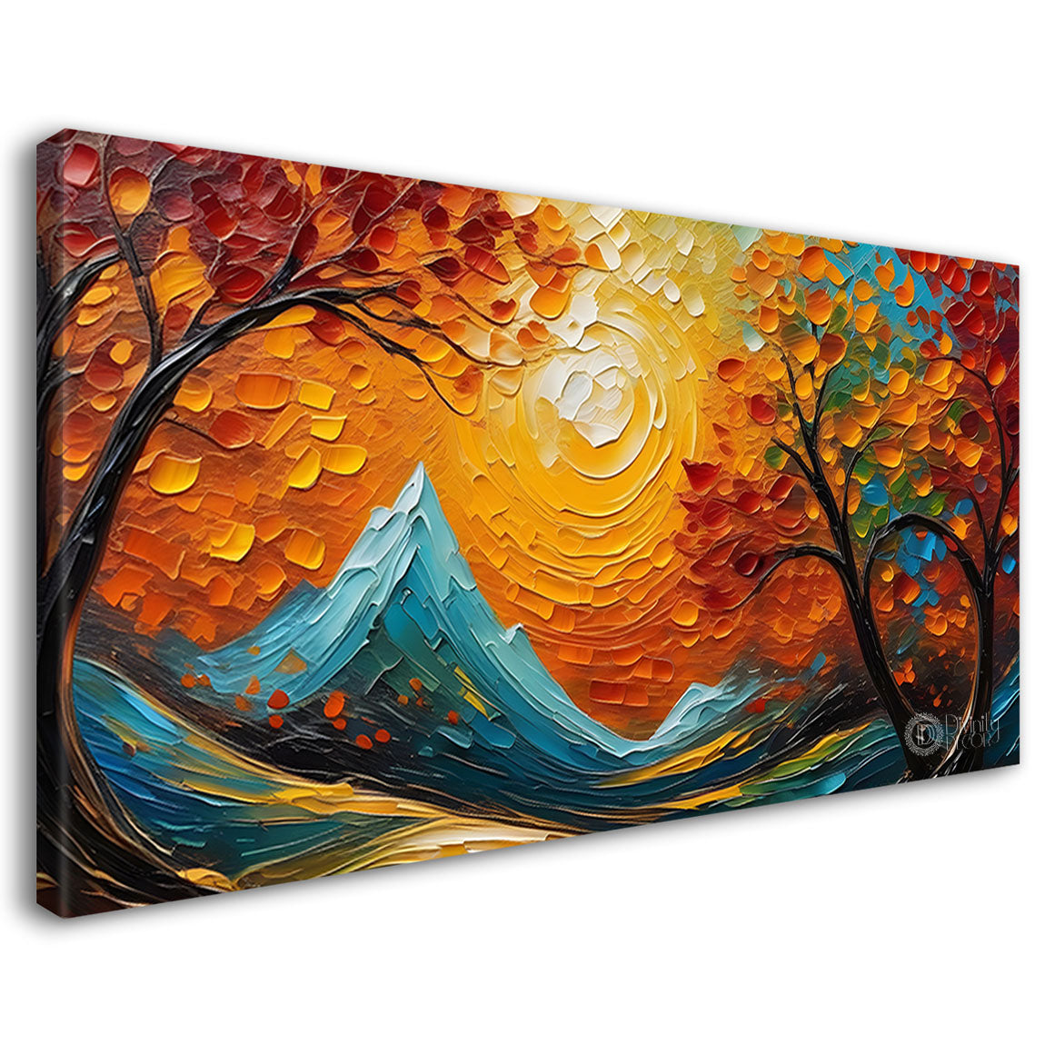 Orange trees with the mountains painting Canvas Painting - Nature Art -840