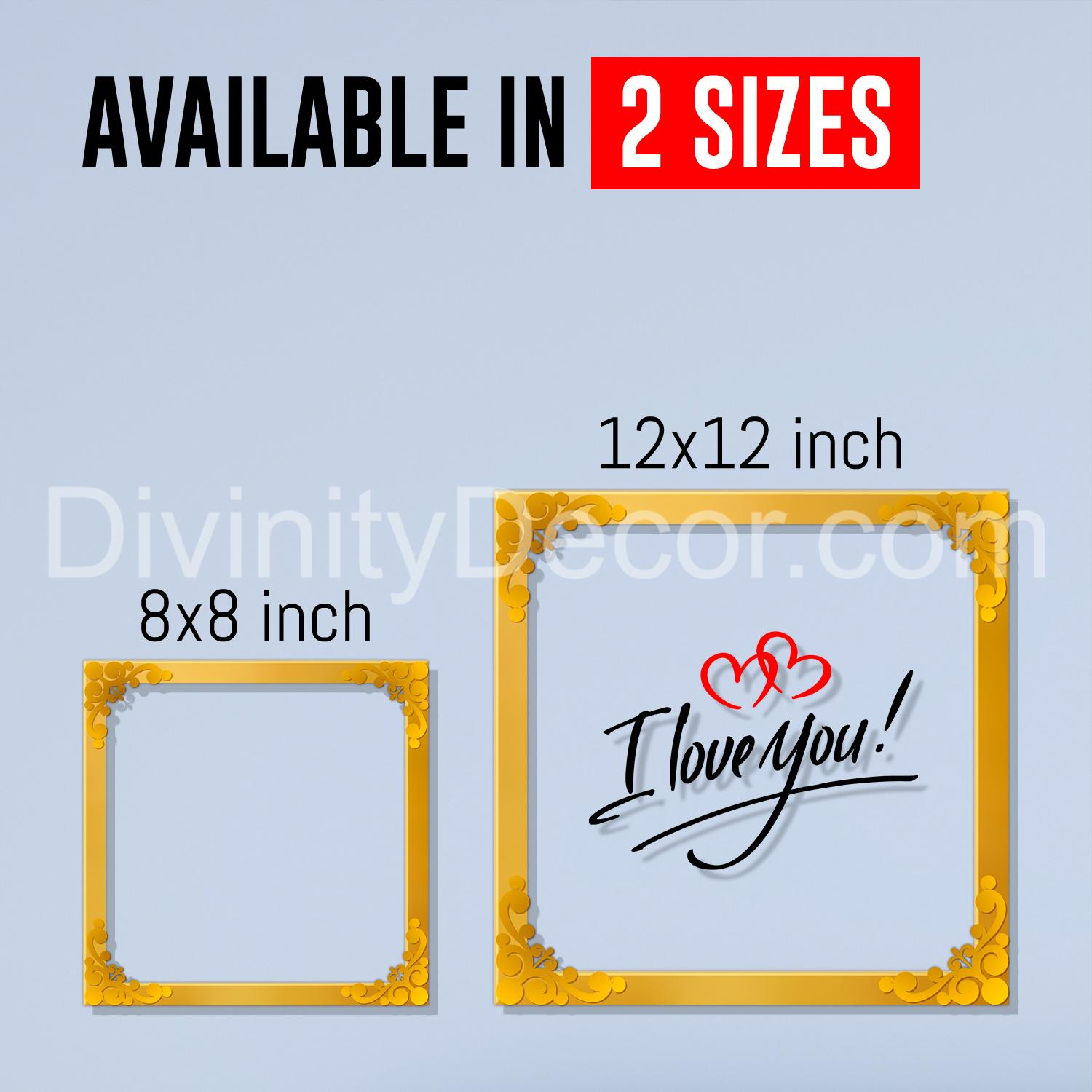 I love you Golden Plaque for Gifting, Wall Decor Clear UV print with Golden Border-84