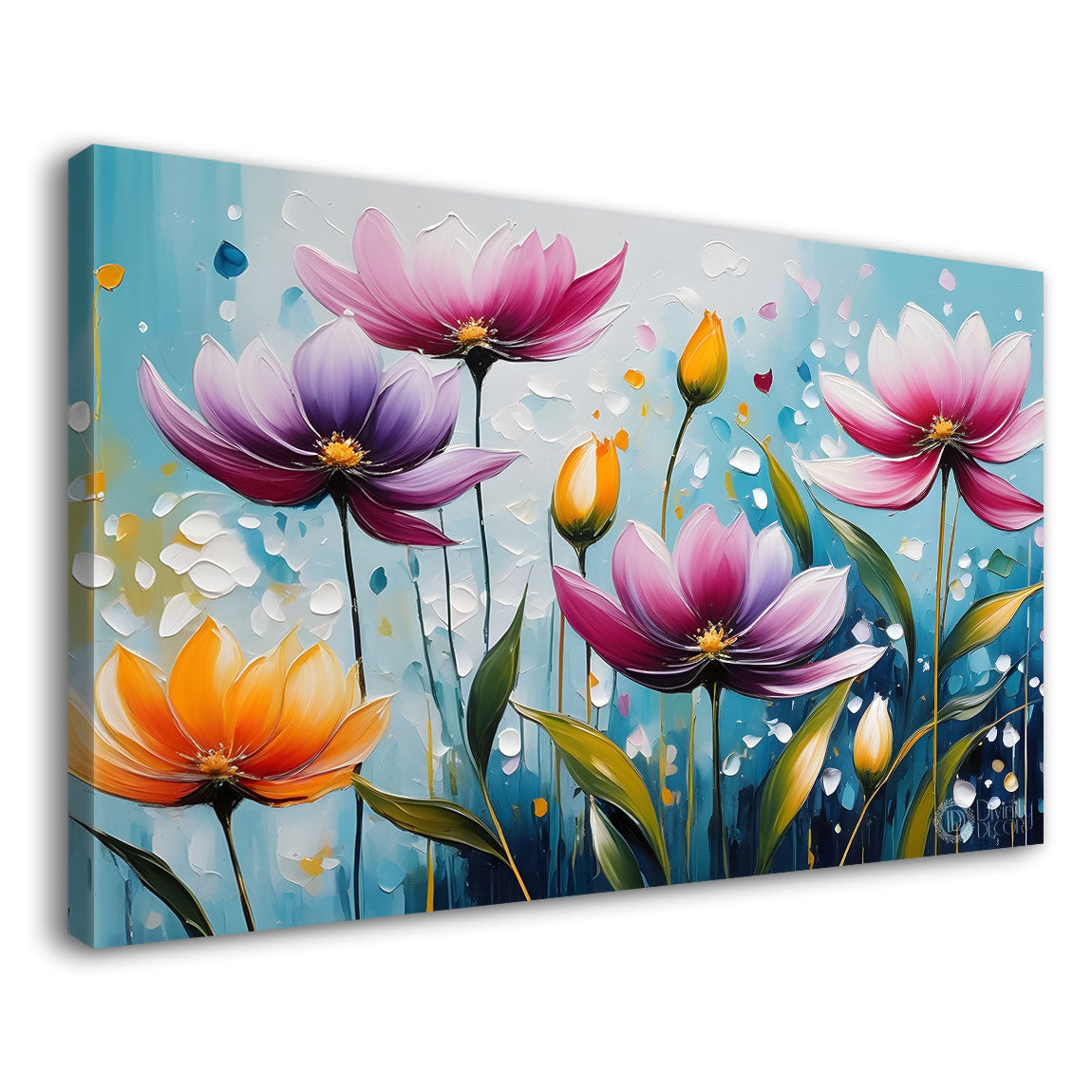 Colorful flowers with light textured background painting- Design - Flower-84