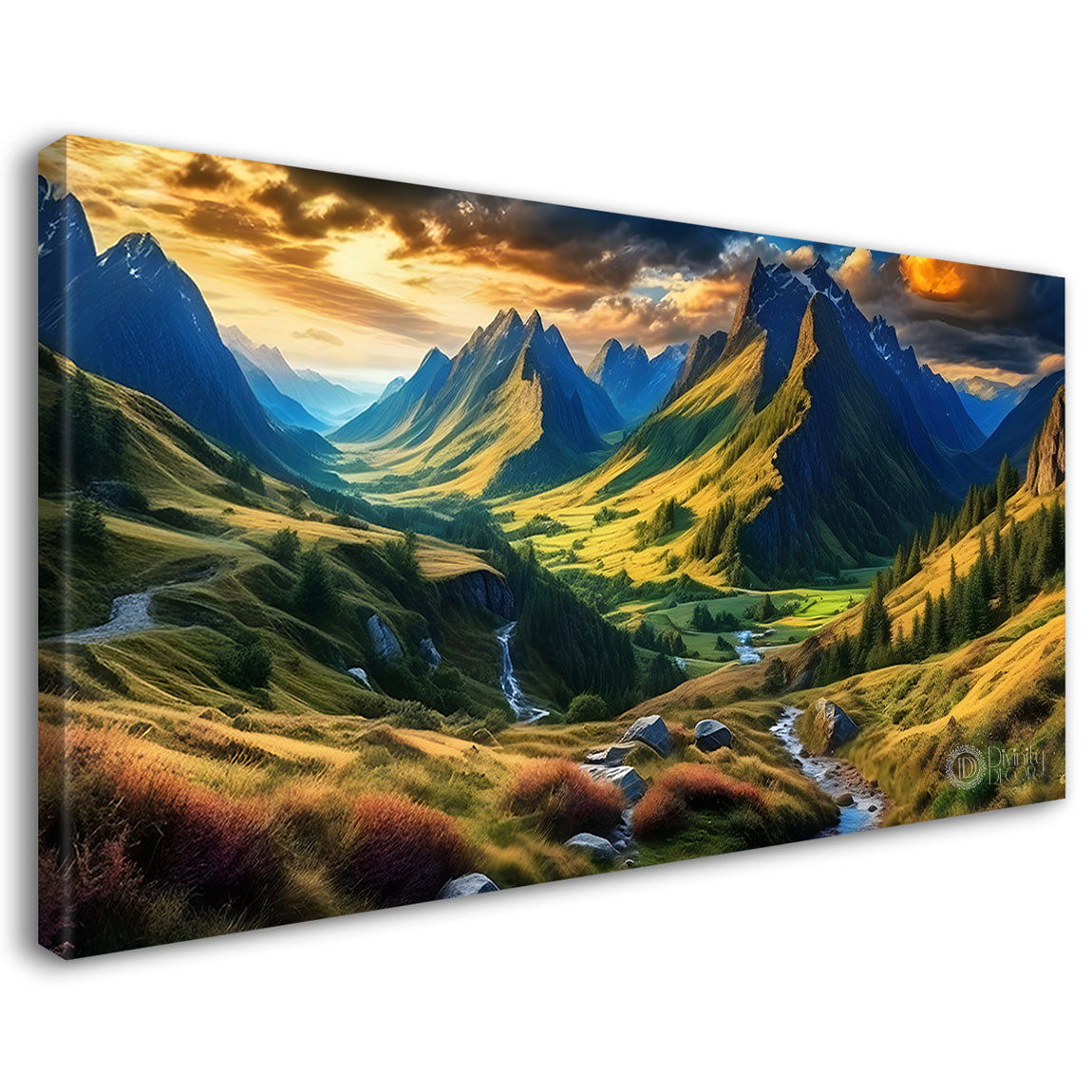 Mountains with the greenery painting Canvas Painting - Nature Art -852