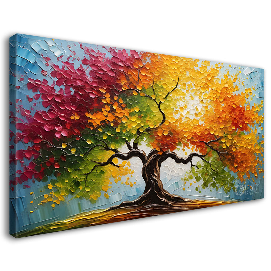 Colorful tree in textured modern art Canvas Painting - Design - Tree-85