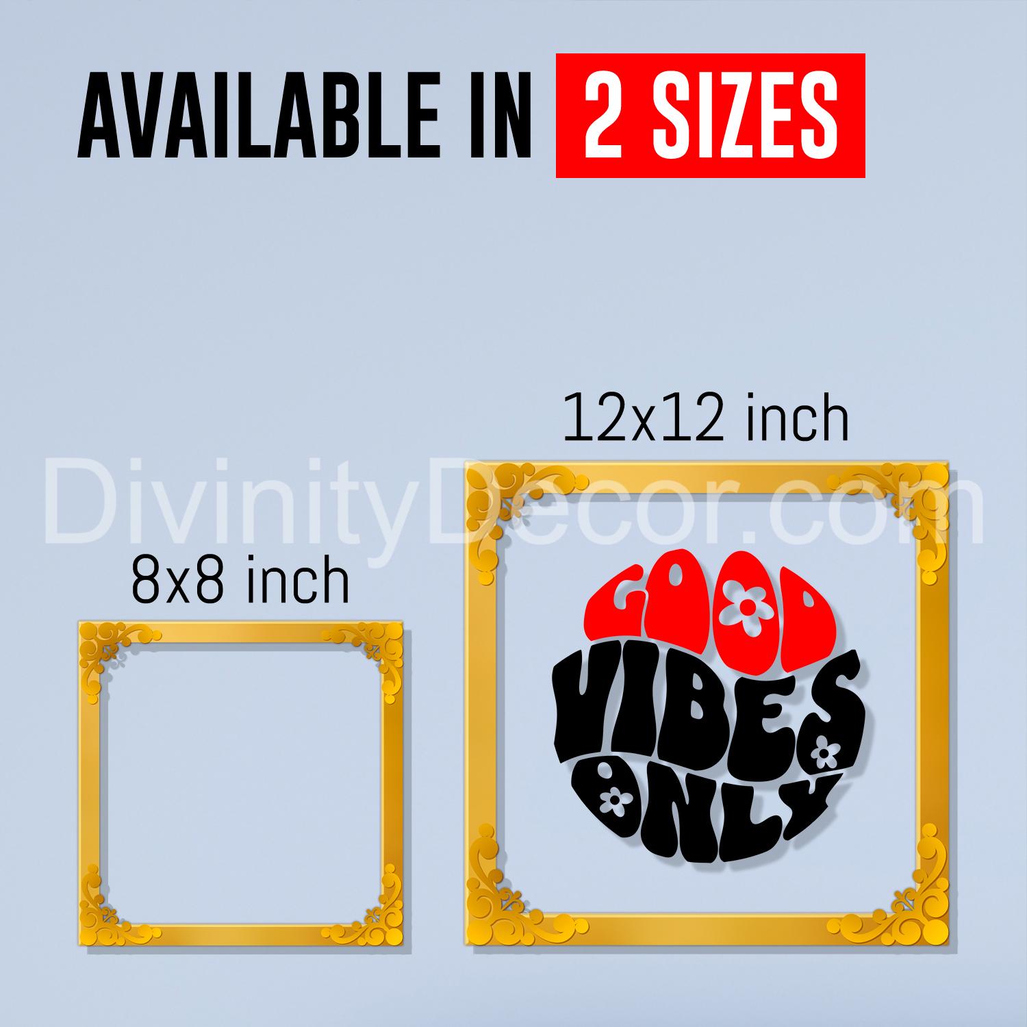 Good vibes only Golden Plaque for Gifting, Wall Decor Clear UV print with Golden Border-86