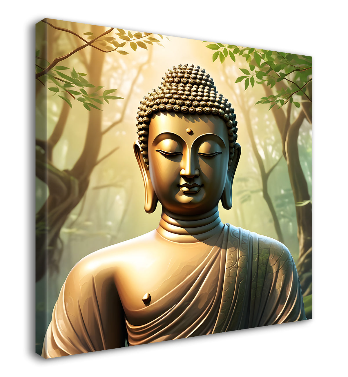 Golden buddha in forest painting 24x24 inch Buddha-S-86