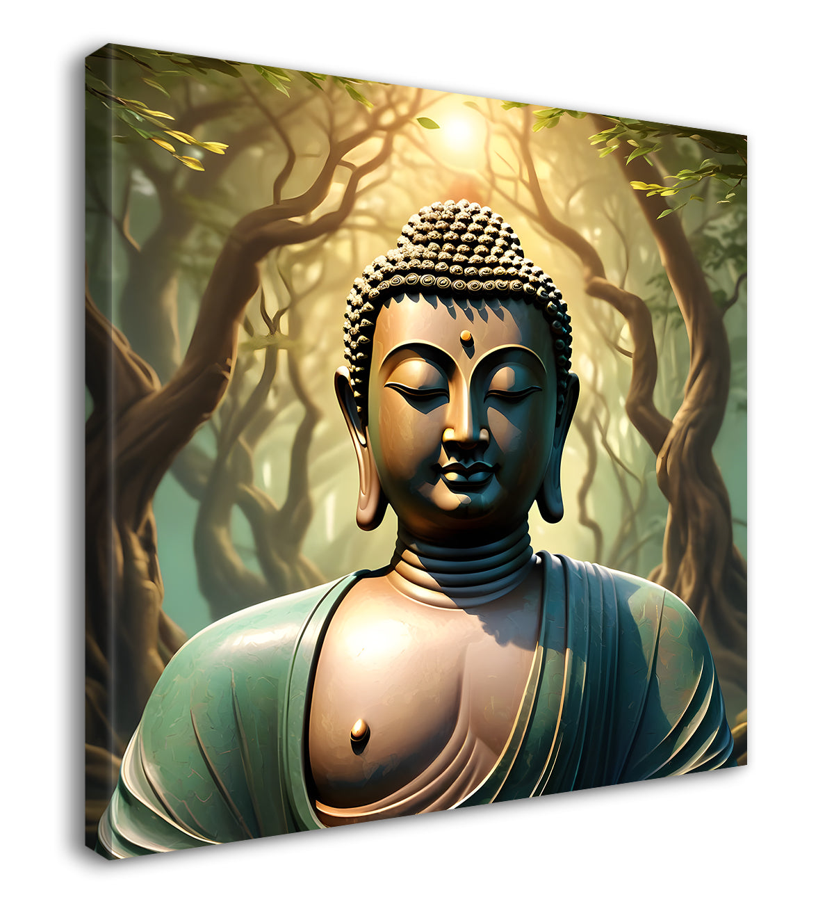 Golden buddha in forest painting 24x24 inch Buddha-S-87