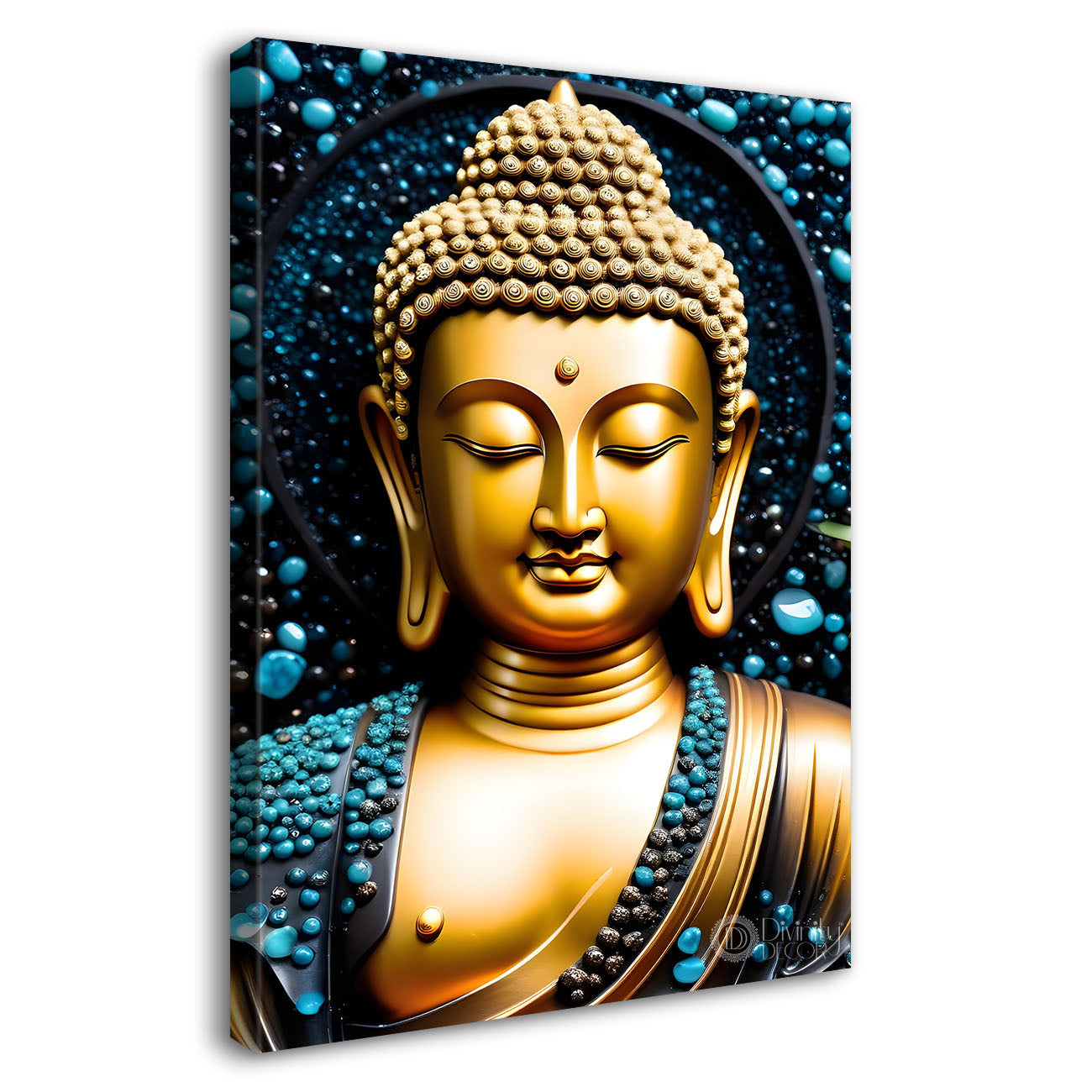 Golden buddha with colourful background painting - Buddha-V-87