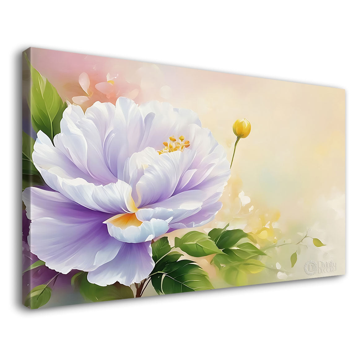 White flowers in light background canvas painting- Flower-887