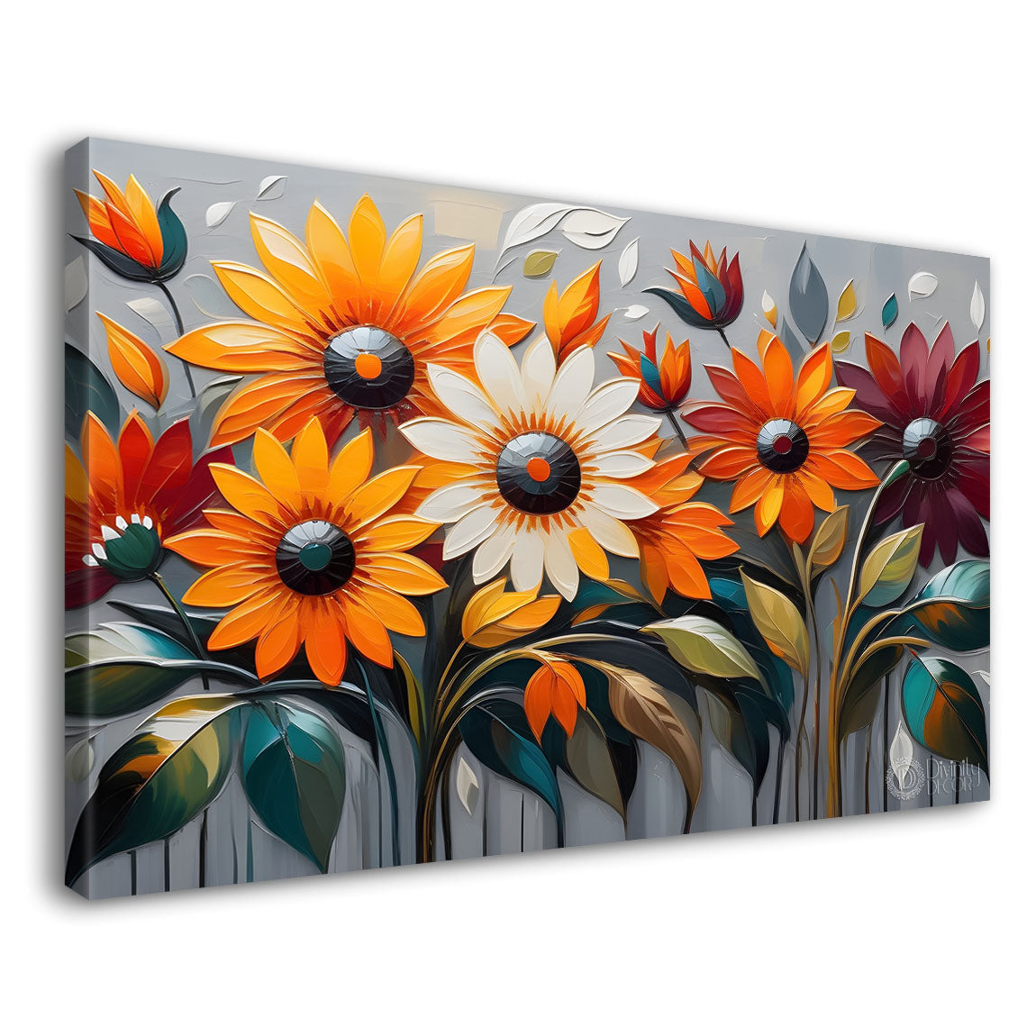Colorful flowers with light textured background painting- Design - Flower-88